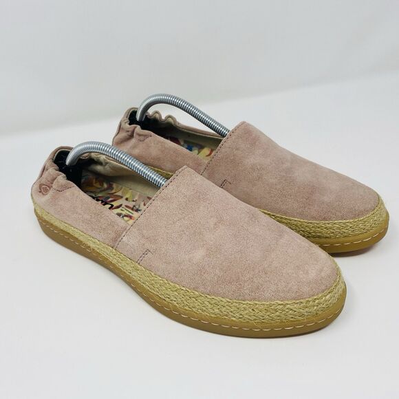BORN 8.5 Pink Castries Suede Slip On Comfort Espadrilles Boho Chic Casual Loafer - Picture 2 of 16